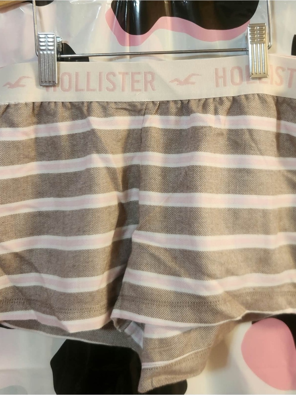 Hollister Pink and Gray Striped Girls' Lounge Shorts